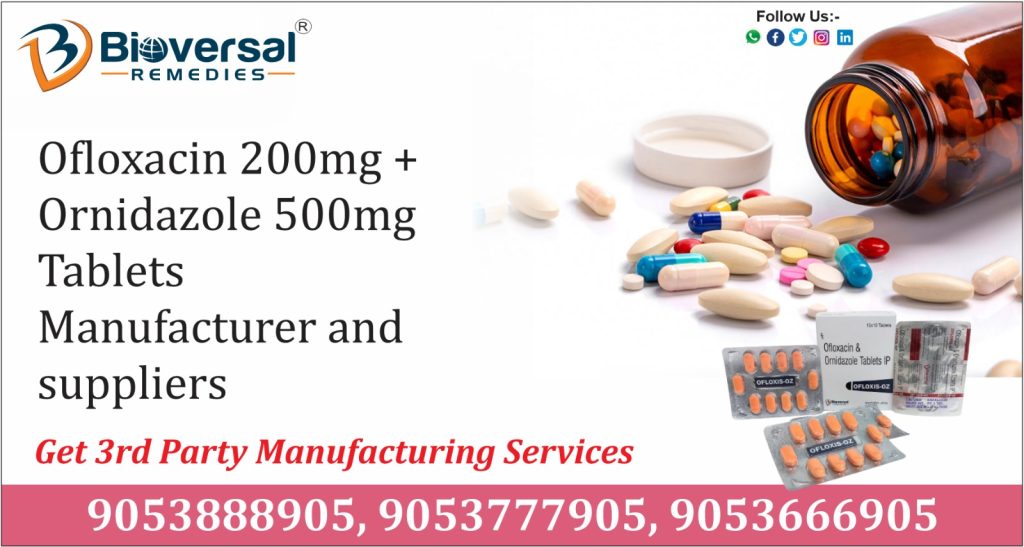 Ofloxacin 200mg + Ornidazole 500mg Tablets